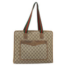 GUCCI GG Supreme Web Sherry Line Tote Bag PVC Beige Red 89 02 997 Auth 163056-13