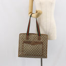 GUCCI GG Supreme Web Sherry Line Tote Bag PVC Beige Red 89 02 997 Auth 163056-23