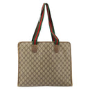 GUCCI GG Supreme Web Sherry Line Tote Bag PVC Beige Red 89 02 997 Auth 163056-2