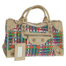 BALENCIAGA Giant Work Hand Bag Leather Multicolor Silver 173080 Auth 163060V-1