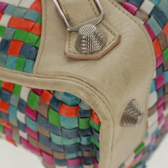 BALENCIAGA Giant Work Hand Bag Leather Multicolor Silver 173080 Auth 163060V