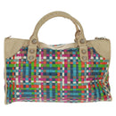 BALENCIAGA Giant Work Hand Bag Leather Multicolor Silver 173080 Auth 163060V-2