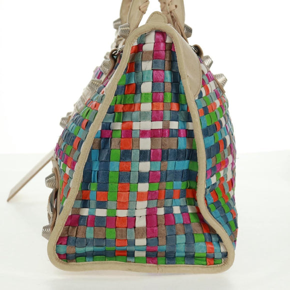 BALENCIAGA Giant Work Hand Bag Leather Multicolor Silver 173080 Auth 163060V