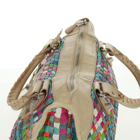 BALENCIAGA Giant Work Hand Bag Leather Multicolor Silver 173080 Auth 163060V