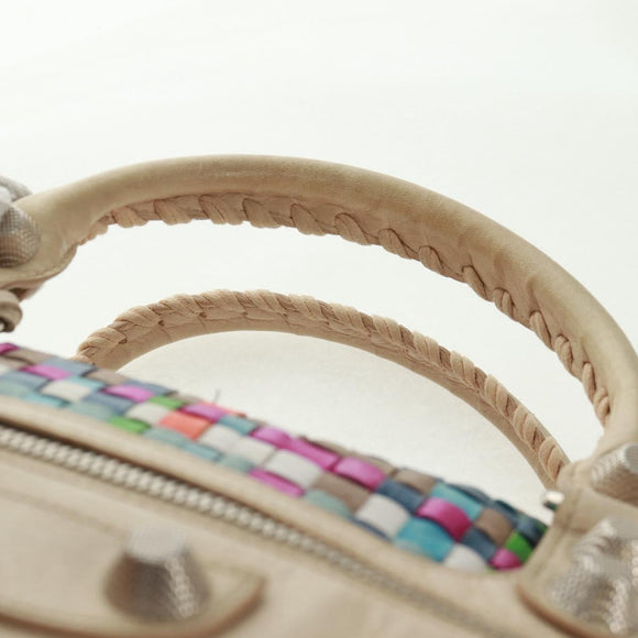 BALENCIAGA Giant Work Hand Bag Leather Multicolor Silver 173080 Auth 163060V