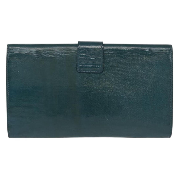 SAINT LAURENT Y Line Clutch Bag Patent leather Green Gold Auth 163062