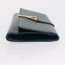 SAINT LAURENT Y Line Clutch Bag Patent leather Green Gold Auth 163062-5