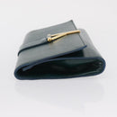 SAINT LAURENT Y Line Clutch Bag Patent leather Green Gold Auth 163062-6