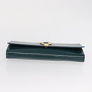 SAINT LAURENT Y Line Clutch Bag Patent leather Green Gold Auth 163062-8