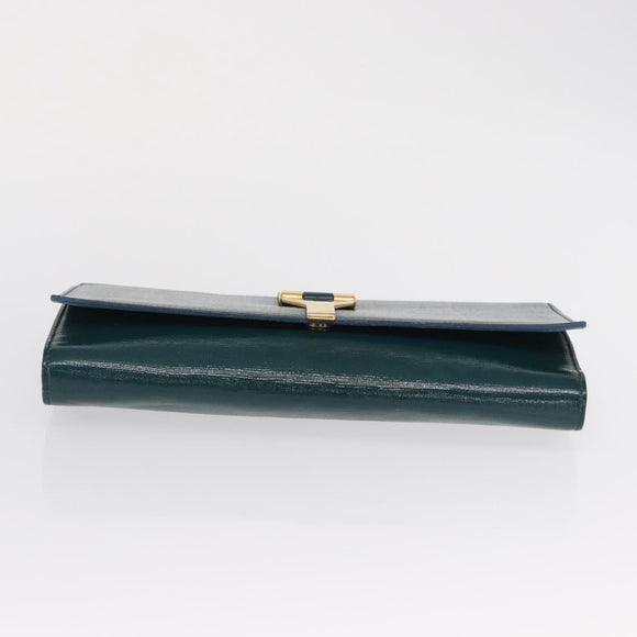 SAINT LAURENT Y Line Clutch Bag Patent leather Green Gold Auth 163062