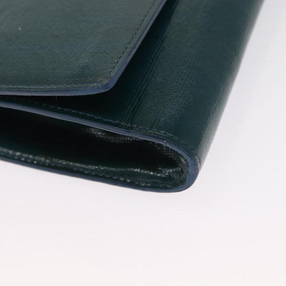 SAINT LAURENT Y Line Clutch Bag Patent leather Green Gold Auth 163062