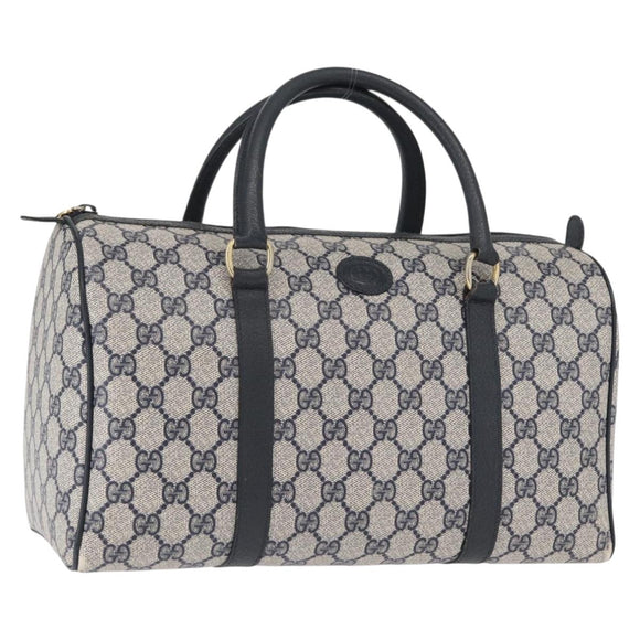 GUCCI GG Supreme Boston Bag PVC Navy Gold 002 39 6842 Auth 163068