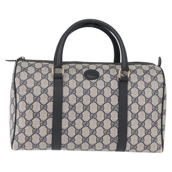 GUCCI GG Supreme Boston Bag PVC Navy Gold 002 39 6842 Auth 163068