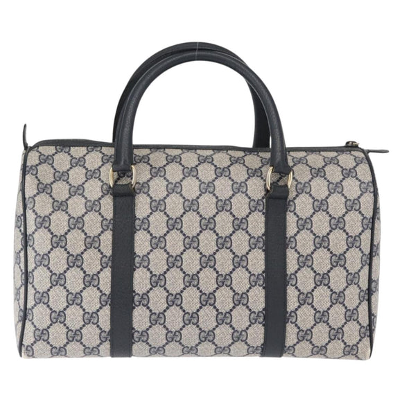 GUCCI GG Supreme Boston Bag PVC Navy Gold 002 39 6842 Auth 163068