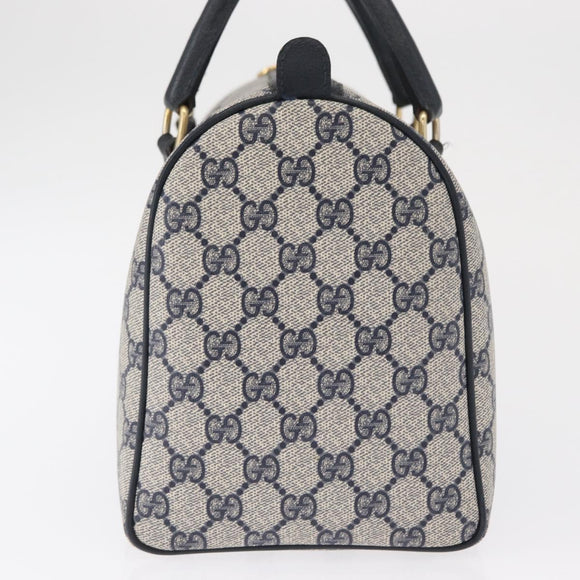 GUCCI GG Supreme Boston Bag PVC Navy Gold 002 39 6842 Auth 163068