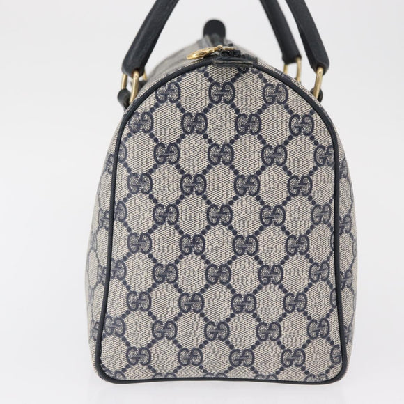 GUCCI GG Supreme Boston Bag PVC Navy Gold 002 39 6842 Auth 163068