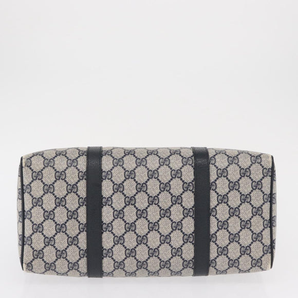 GUCCI GG Supreme Boston Bag PVC Navy Gold 002 39 6842 Auth 163068