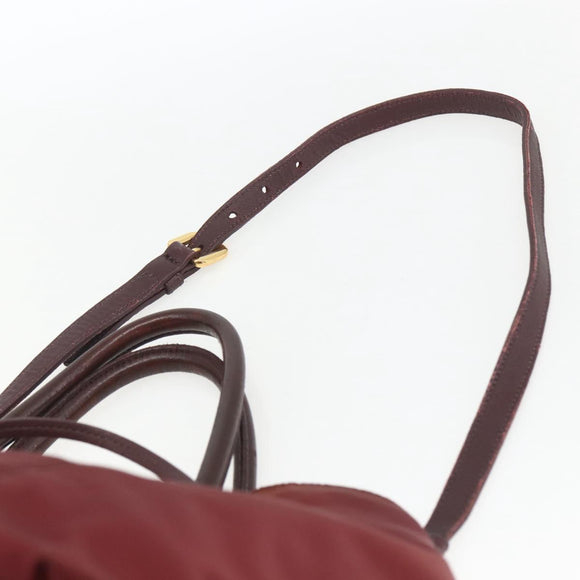 PRADA Hand Bag Nylon 2way Bordeaux Gold Auth 163074
