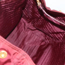 PRADA Hand Bag Nylon 2way Bordeaux Gold Auth 163074-22