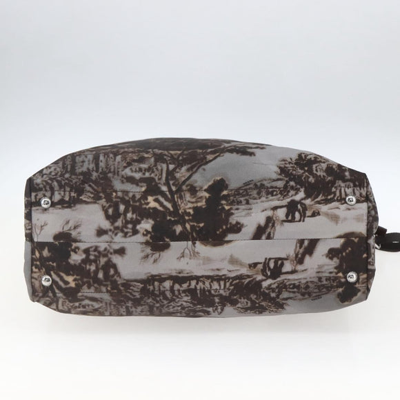PRADA Hand Bag Nylon 2way Brown Silver Auth 163076