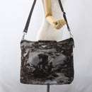 PRADA Hand Bag Nylon 2way Brown Silver Auth 163076-26