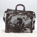 PRADA Hand Bag Nylon 2way Brown Silver Auth 163076-12