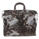 PRADA Hand Bag Nylon 2way Brown Silver Auth 163076-2