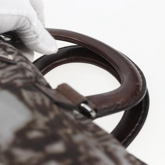 PRADA Hand Bag Nylon 2way Brown Silver Auth 163076