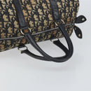 Christian Dior Trotter Canvas Boston Bag Navy Silver Auth 163078-7