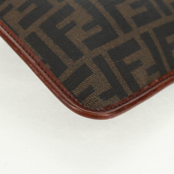 FENDI Zucca Canvas Shoulder Bag PVC Black Brown Auth 163081V