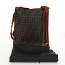 FENDI Zucca Canvas Shoulder Bag PVC Black Brown Auth 163081V-24