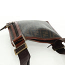 FENDI Zucca Canvas Shoulder Bag PVC Black Brown Auth 163081V-6