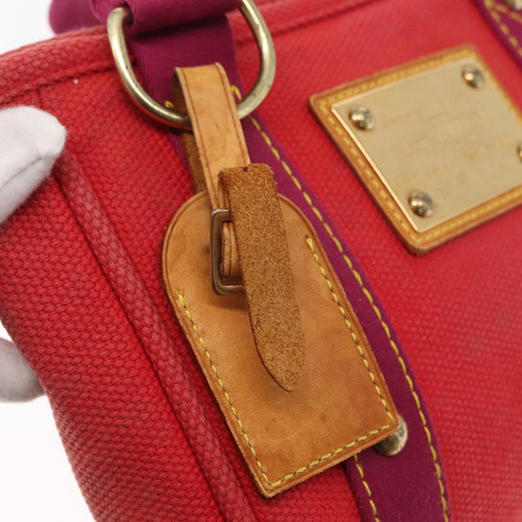 LOUIS VUITTON Antigua Cabas PM Tote Bag Canvas Rouge M40037 LV Auth 163083