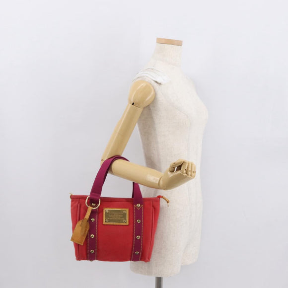 LOUIS VUITTON Antigua Cabas PM Tote Bag Canvas Rouge M40037 LV Auth 163083