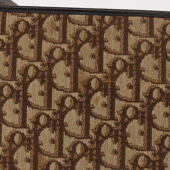 Christian Dior Trotter Canvas Shoulder Bag Beige Gold Auth 163084