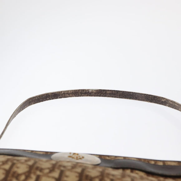 Christian Dior Trotter Canvas Shoulder Bag Beige Gold Auth 163084