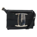 Salvatore Ferragamo Vala Shoulder Bag Patent leather Black Silver Auth 163086-1