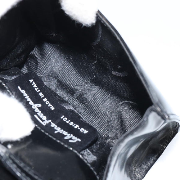 Salvatore Ferragamo Vala Shoulder Bag Patent leather Black Silver Auth 163086