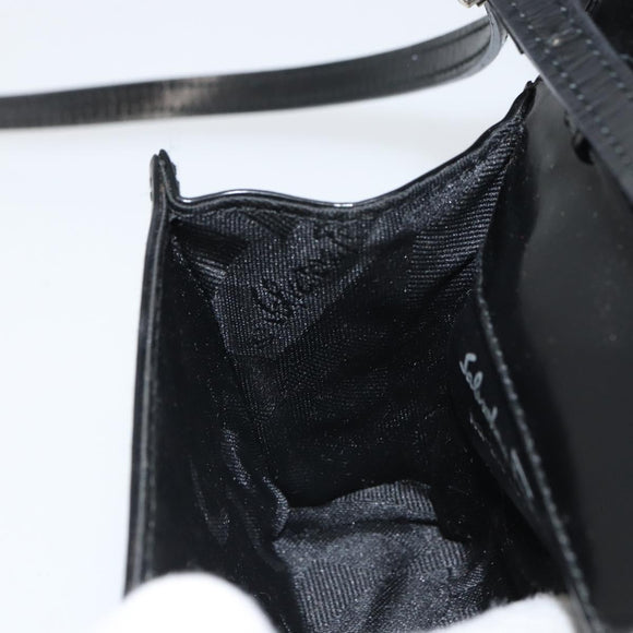 Salvatore Ferragamo Vala Shoulder Bag Patent leather Black Silver Auth 163086