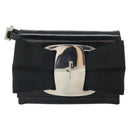 Salvatore Ferragamo Vala Shoulder Bag Patent leather Black Silver Auth 163086-13