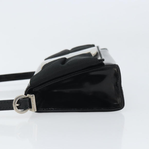Salvatore Ferragamo Vala Shoulder Bag Patent leather Black Silver Auth 163086