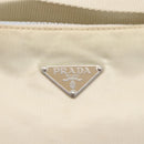 PRADA Shoulder Bag Nylon Leather Ivory Silver Auth 163087-17