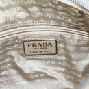 PRADA Shoulder Bag Nylon Leather Ivory Silver Auth 163087-19