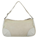 PRADA Shoulder Bag Nylon Leather Ivory Silver Auth 163087-2