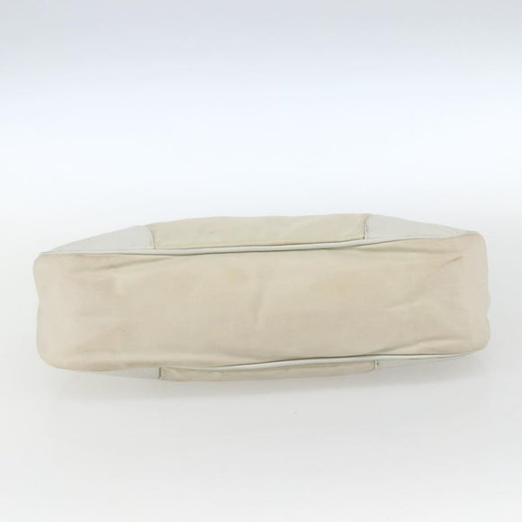 PRADA Shoulder Bag Nylon Leather Ivory Silver Auth 163087