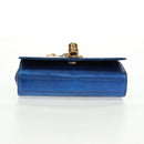 SAINT LAURENT Chain Kate Shoulder Bag Leather Blue Gold Auth 163093V-10