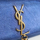 SAINT LAURENT Chain Kate Shoulder Bag Leather Blue Gold Auth 163093SAV-19