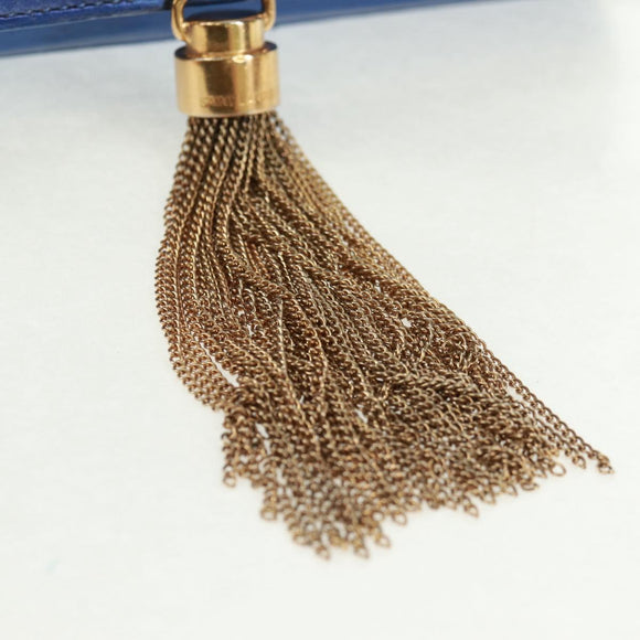 SAINT LAURENT Chain Kate Shoulder Bag Leather Blue Gold Auth 163093SAV