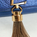 SAINT LAURENT Chain Kate Shoulder Bag Leather Blue Gold Auth 163093V-17