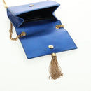 SAINT LAURENT Chain Kate Shoulder Bag Leather Blue Gold Auth 163093SAV-21